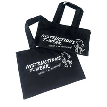 Load image into Gallery viewer, Black Tote Bags | Graphic Tote Bags | Instructions T-Wear