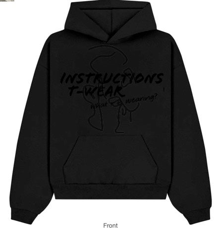 Unisex Black Hoodie | Black Graphic Hoodie | Instructions T-Wear