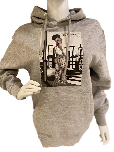 Gray Hoodie Female Image with Rhinestones - Instructions T-Wear 